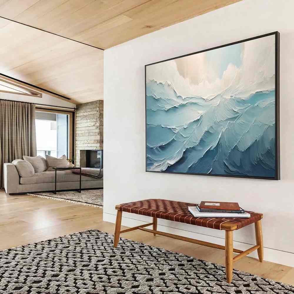 Waves Hand-painted Original Suits Office Coastal Abstract Wall Art K92PG